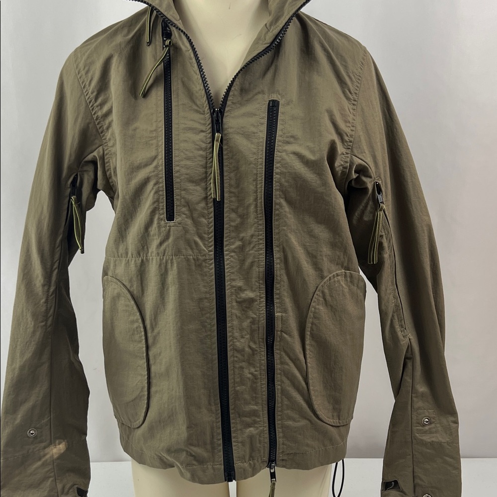 alexgoes Outdoor Fall Khaki Hooded Military Style Multiple Vents Jacket‎ Size XS